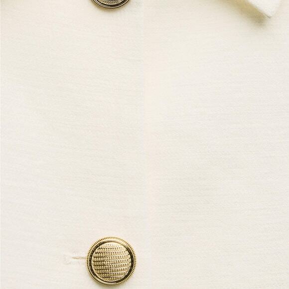 ZARA CROPPED LINEN BLEND SHOULDER PAD BLAZER - Picture 7 of 9